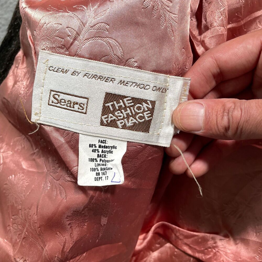 Vintage Sears Faux Fur Coat Women's 60s 70s Brown Winter Large - Picture 4 of 8